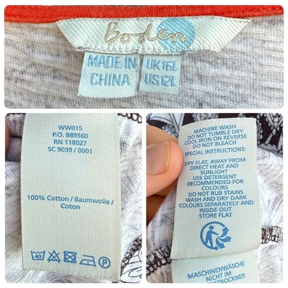 Boden Lana Floral Split Neck Tassel Sleeveless Dress in Brown w/White Blk Floral - Picture 8 of 8